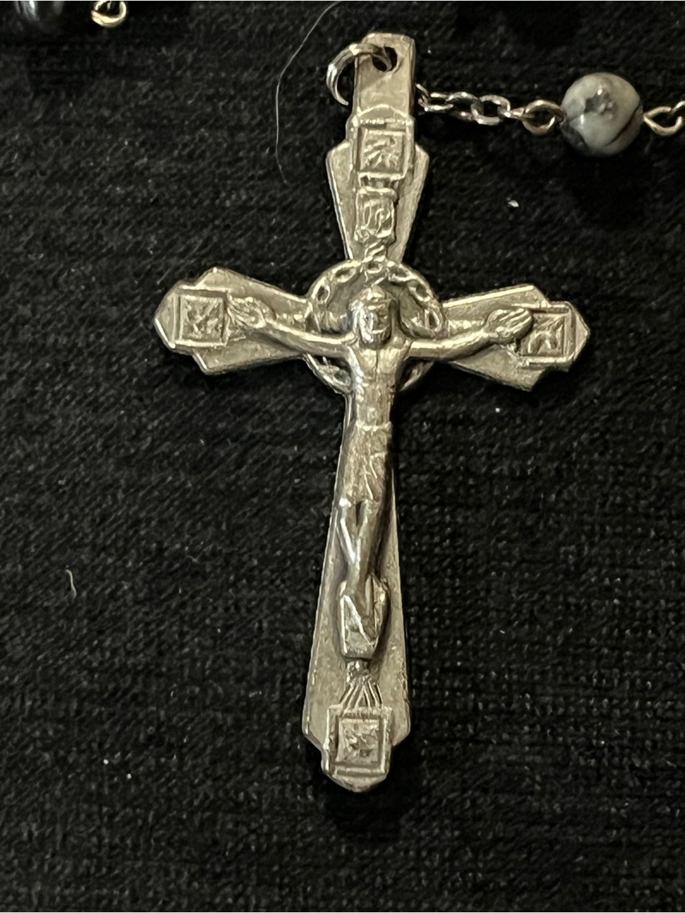 Rosary vintage black onyx Smokey quartz Catholic religious holy - Picture 3 of 9